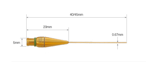 英國PA NH0200針式水聽器，0.2毫米針水聽器尺寸圖